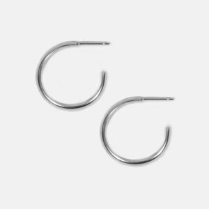 Silver Thin Half Hoop Earrings